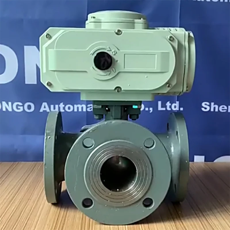 DN250 10 inch big size electric actuated 3 way port flange connection casting steel Motorized ball valve
