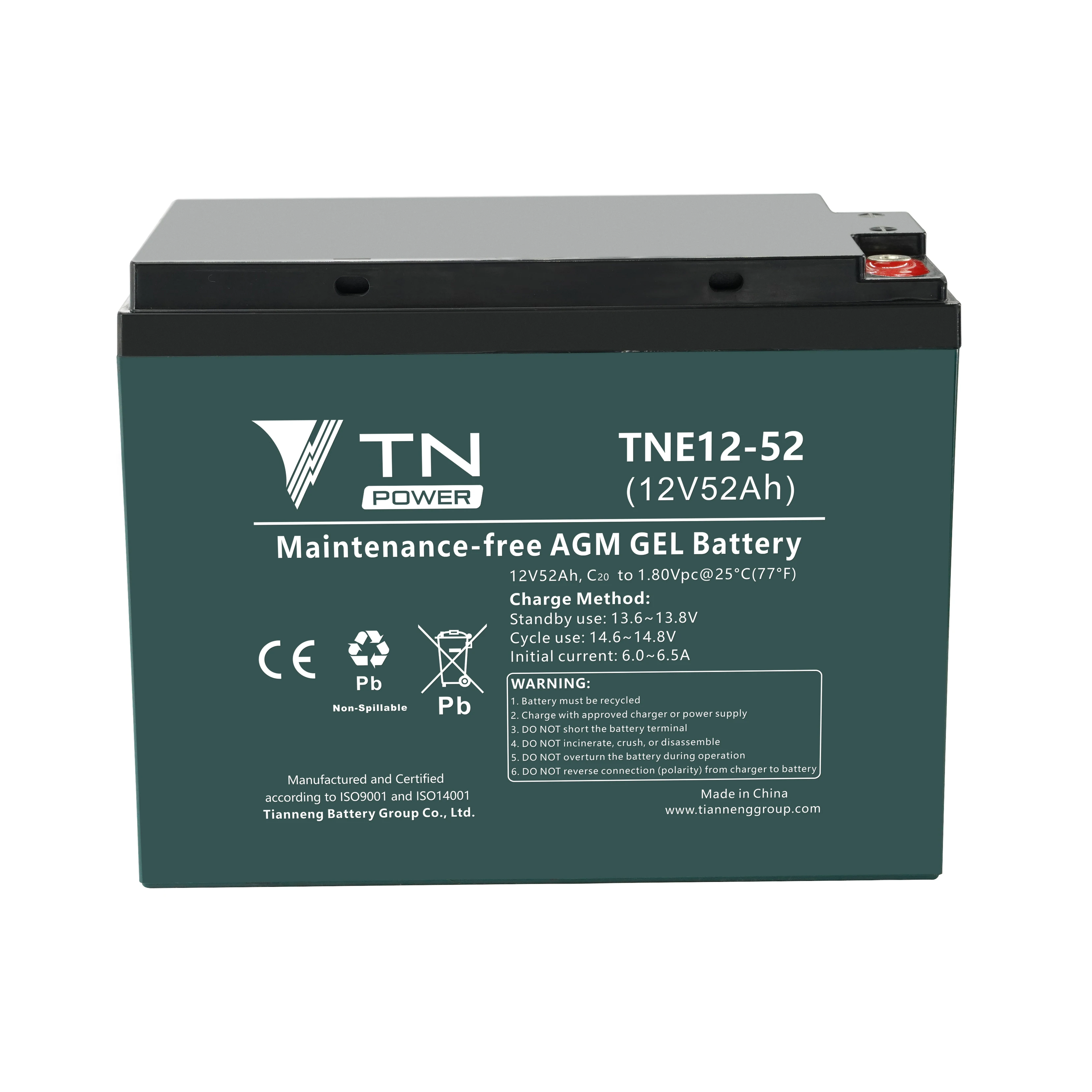 
Deep Cycle Battery 12v 52Ah Agm VRLA Lead Acid battery electric wheelchair battery 