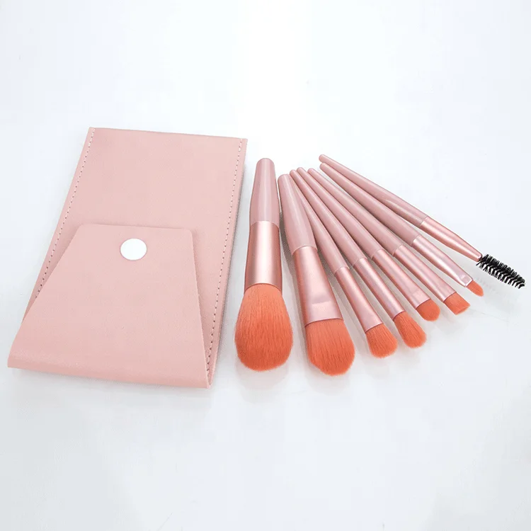 Cheap Promotion Mini Set Eye Face Makeup Brush Set with Bag Private Label 8pcs 10 Trade Assurance Synthetic Hair Skin-friendly