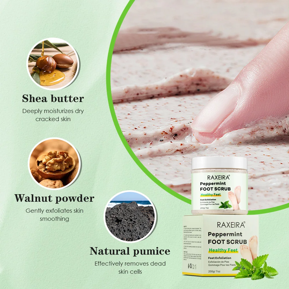 Private Label Body Scrub Foot Pedicure Peppermint Exfoliation Deep Cleansing & Moisturize Foot Scrub Shea Butter
