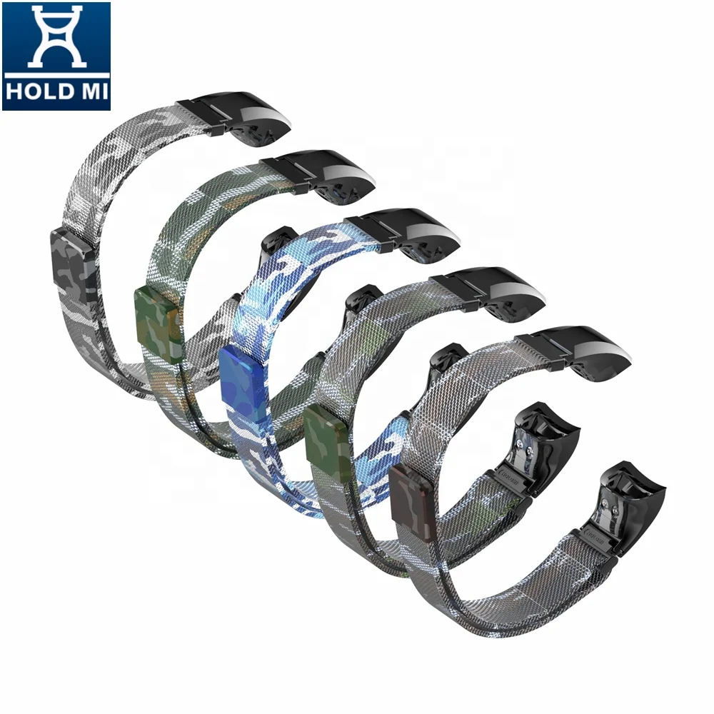 Customized HOLDMI 7084 series Green Camouflage color SS milanese strap band for HUAWEI band 4
