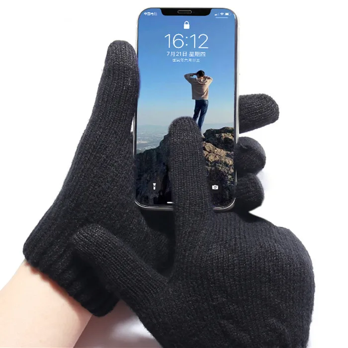 Термовязаные зимние теплые перчатки унисекс с логотипом на заказ, для холодной погоды, для езды на велосипеде, бега, пешего туризма, для работы с сенсорным экраном