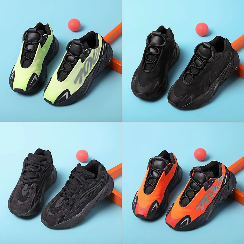 Original High Quality Kids Yezzy Shoes 700 V2 V3 Sneakers Genuine Leather Children Casual Sports Running Shoes