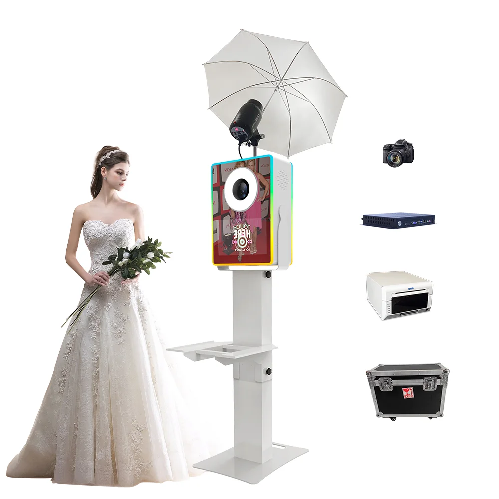 2025 Latest Trending 13.3 Mirror Photobooth Dslr Photo Booth Machine with Printer Shelf Selfie Photo Booth Machine