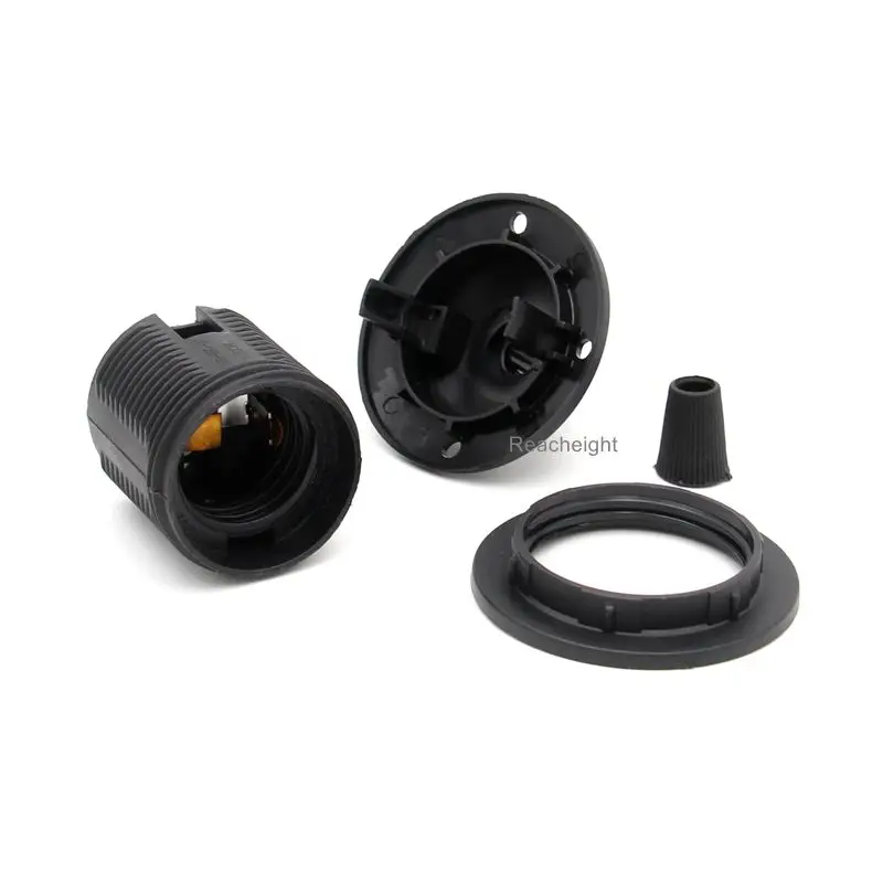 E26 E27 Lamp Socket with Shade Ring Plastic Screw in Type Screw Light Socket Bulb Holder