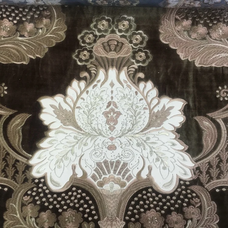 Hot Product Customised Rhinestone Decor Sequin Velvet Textiles Embroidery Curtain Fabric