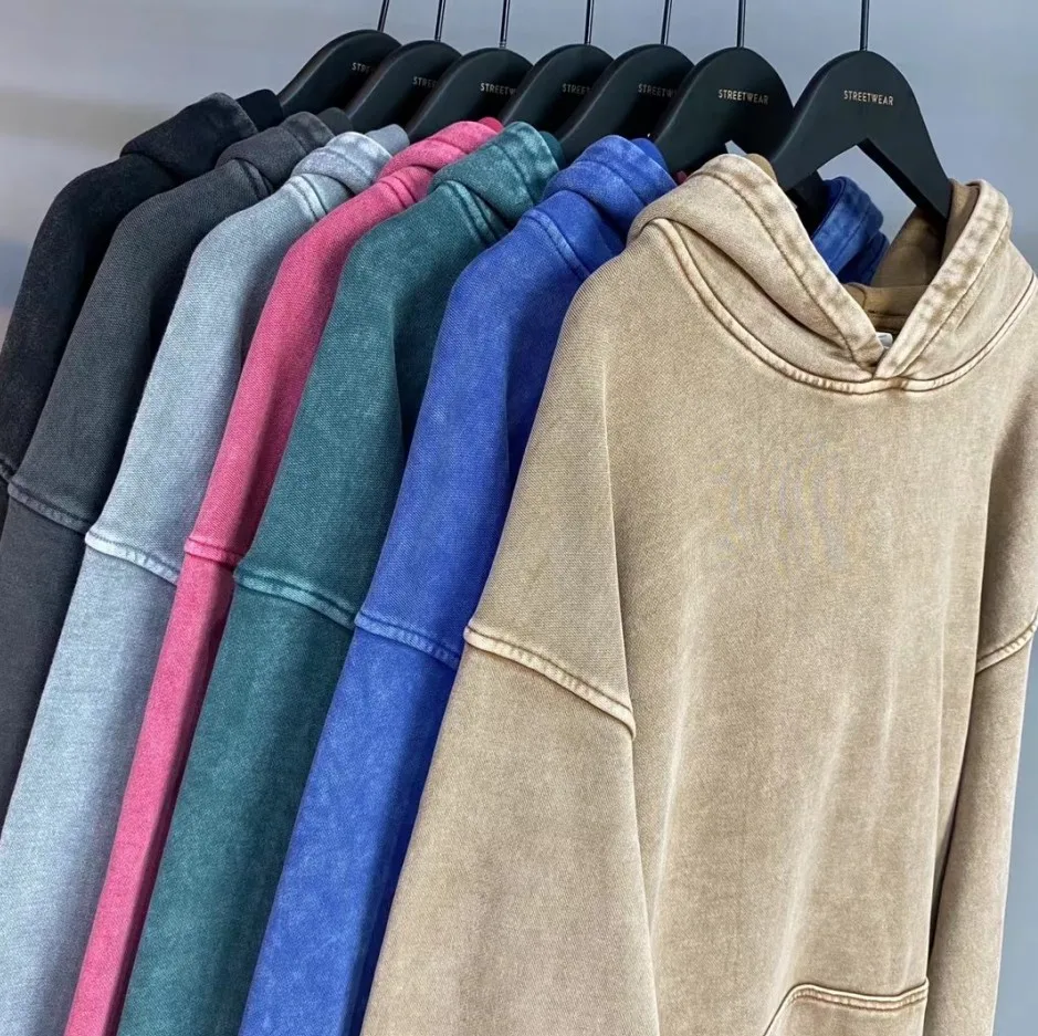 2022  New fashion heavyweight french terry cotton 420gsm streetwear oversized washed blank vintage hoodies for men