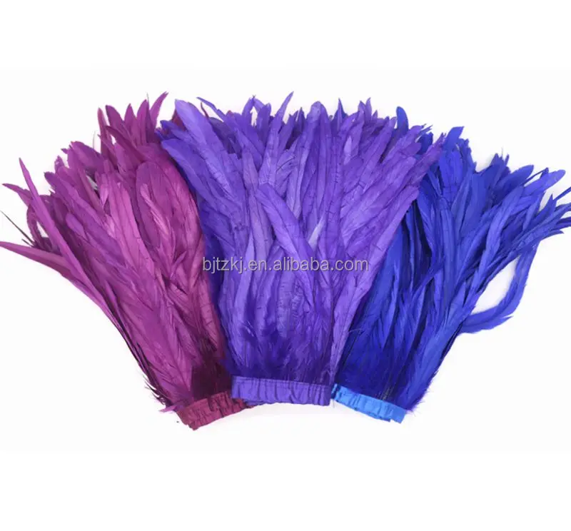 12-14 inch/30-35 cm Bleach Dyed Rooster Feather Trim Fuchsia Cock Tail Feather Fringe