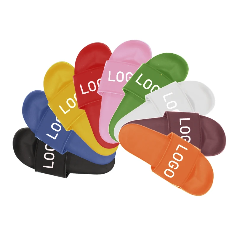 Factory  Pvc Slides Custom Logo Customized  Men Fancy Rubber Slippers Summer Custom Logo Slide With Man
