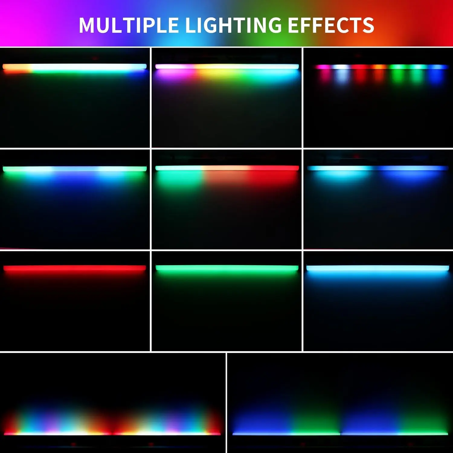 60W 90pcs RGB 3in1 LED Effect Light Bar Seamlessly Stackable DJ Light with Chasing Effects for DJ Stage Lighting Christmas Party