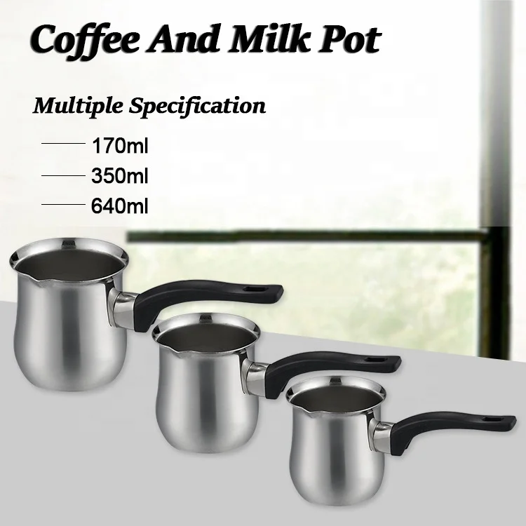 Factory Bulk Sales 170/350/640ml Silver Color Stainless Steel Coffee And Milk Pot Turkish Coffee Pot