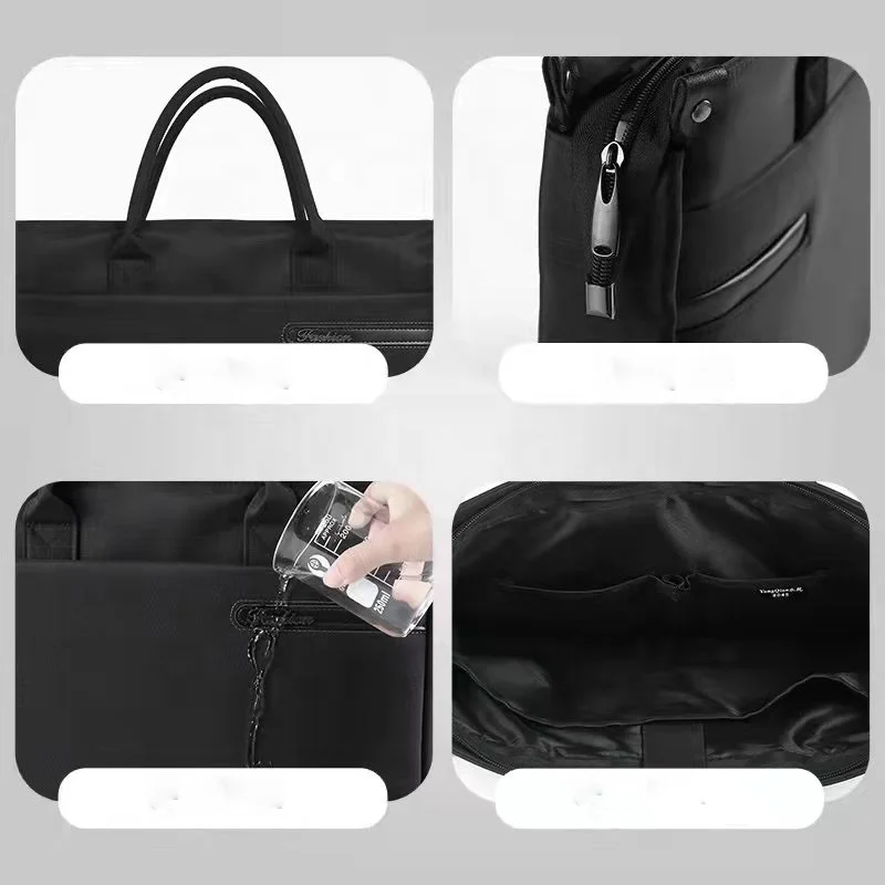 Hot Selling  Wholesale Business Office Oxford black men Metal zipper multi-pocket business briefcase