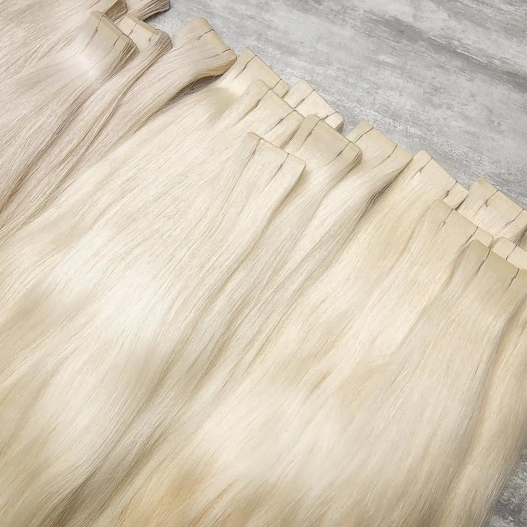 YADING #60 14-30inch Wholesale Double Drawn Cuticle Aligned virgin natural hair Russian 100% Remy Hair tape hair extensions