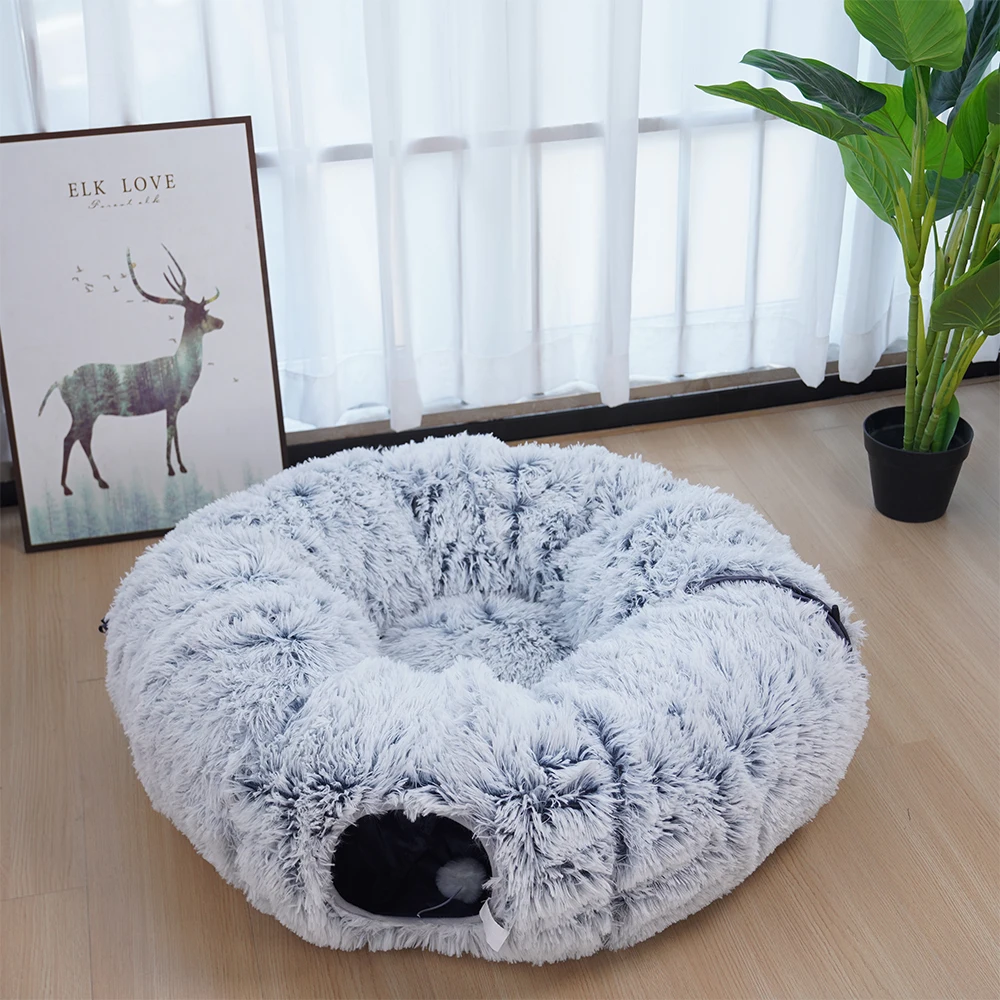 Manufacturer wholesale plush foldable collapsible cat tunnel