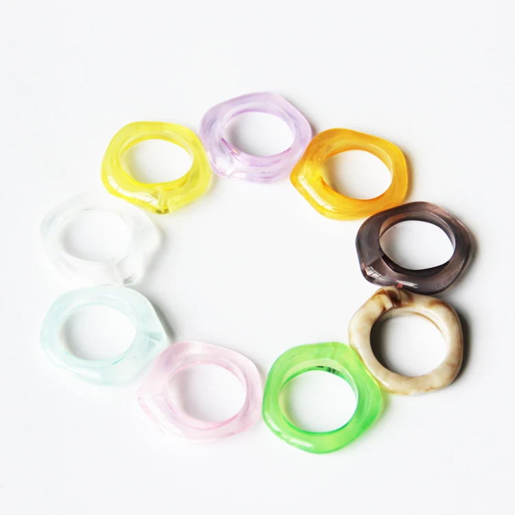Оптовая продажа акриловое пластиковое ювелирное изделие кольцо для женщин 13 видов стилей