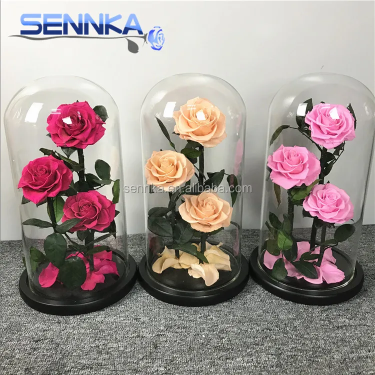 Wholesale preserved flower in glass handmade natural eternal for happy new year gift