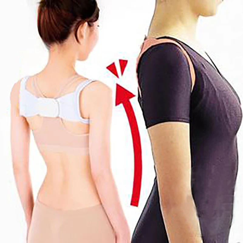 Adjustable Back Brace Posture Corrector Breathable Lumbar Back Shoulder Supports Belts White Universal Polyester & Cotton CN;GUA