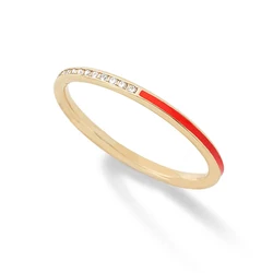 Minimalist Design 925 Sterling Silver Neon Colorful and Sparkle CZ Enamel Statement Ring For Women