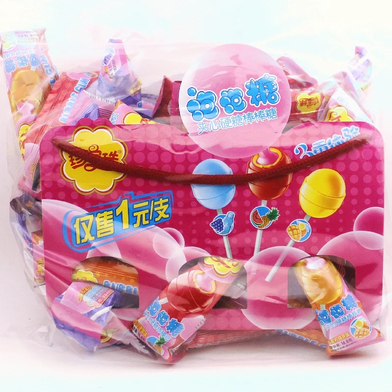 16g Various Fruit Flavor Hard Sandwich Sweet Candy Bubble Gum Lollipop Exotic Snacks