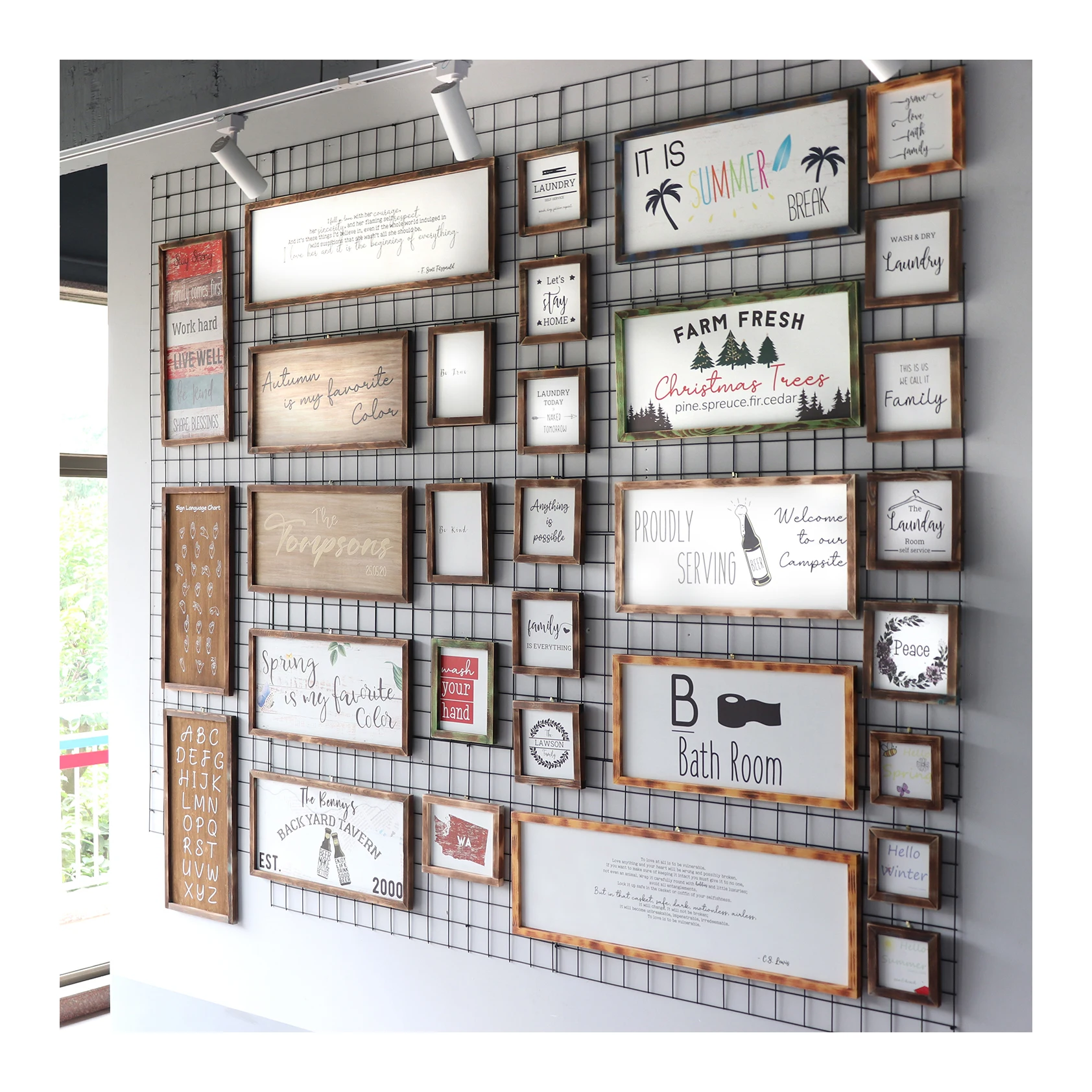 Rustic Wooden Farmhouse 12x24 inch wood welcom sign farmhous Hanging Quote Sign Wall Art Decor MOQ=100x3 design