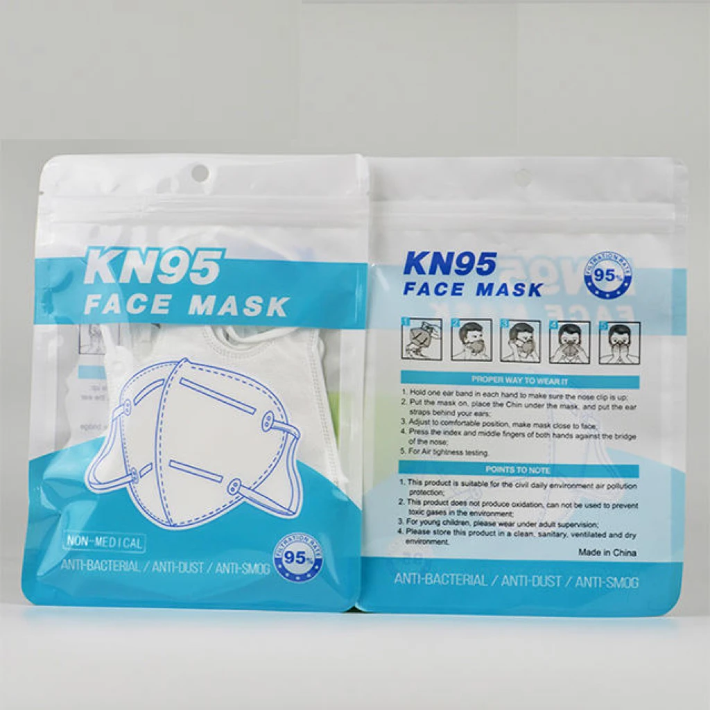 Custom Mask Plastic Packaging Bag KN95 N95 Face Sheet Mask Packaging Bags Moistureproof facial mask bag