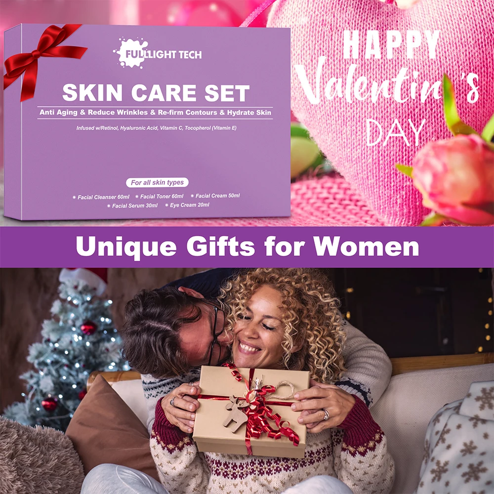 Custom Women Skin Care Set Anti Aging Hyaluronic Acid Skincare Kit Organic Korean Facial Cream Cleanser Kit For Women