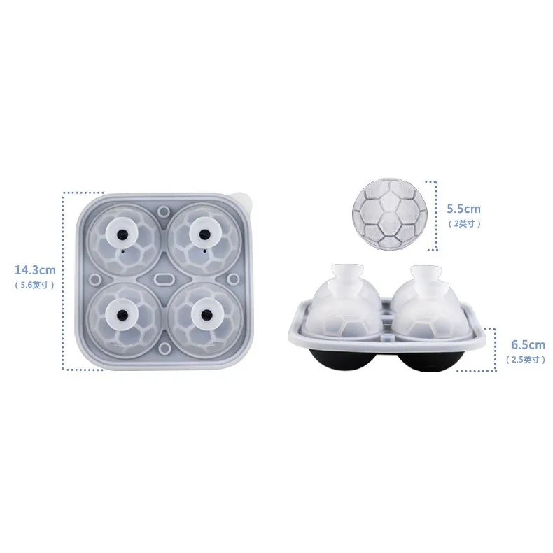 Football-shaped Silicone Ice Cream Tools Ice Grid Mold and Ball Freezer Ice Box for Home Use Customized Logo Opp Bag 14.3*6.5cm