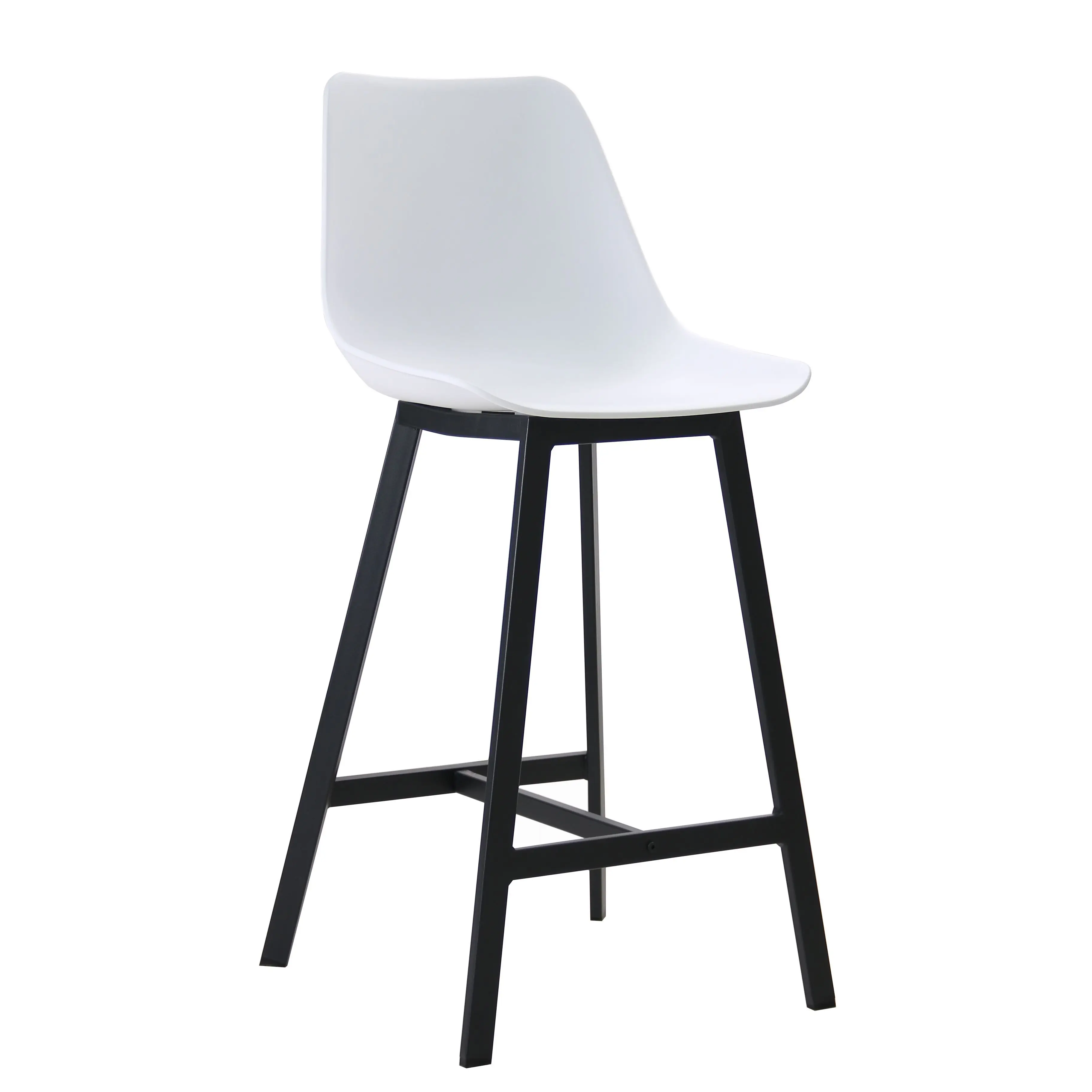 Counter Height Tall Luxury High White Black Nordic Kitchen Modern Cheap Pp Plastic Bar Stool With Powder Coated Iron Metal