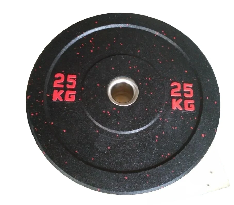 Custom Logo Gym Fitness Weightlifting Hi-temp Barbell Plate 5kg 10kg Power Training Crumb Rubber Bumper Plate