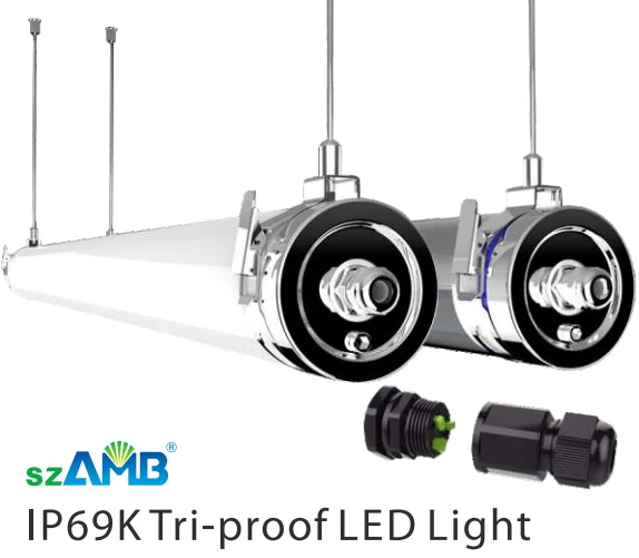 130lm/w  DImmable Waterproof IK10 szAMB Tri-proof LED Light with 0-10V/Dali/triac dimming for Poultry Farm