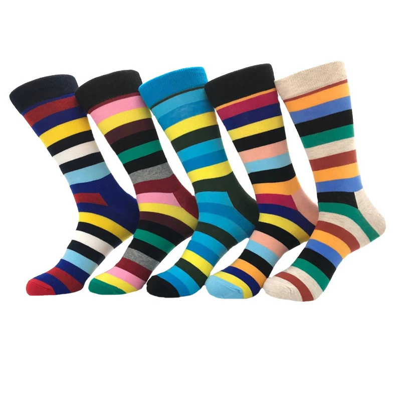 2021 top selling new fashionable trendy women and men colorful striped long tube cotton adults socks