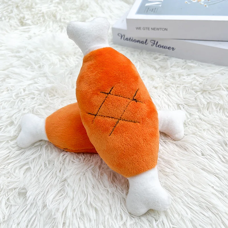 Chicken Leg Bone Shape Plush Toy Soft Plush Chew Squeaky Play Dog Toy Sounding Toy For Pet Dog Cat Puppy