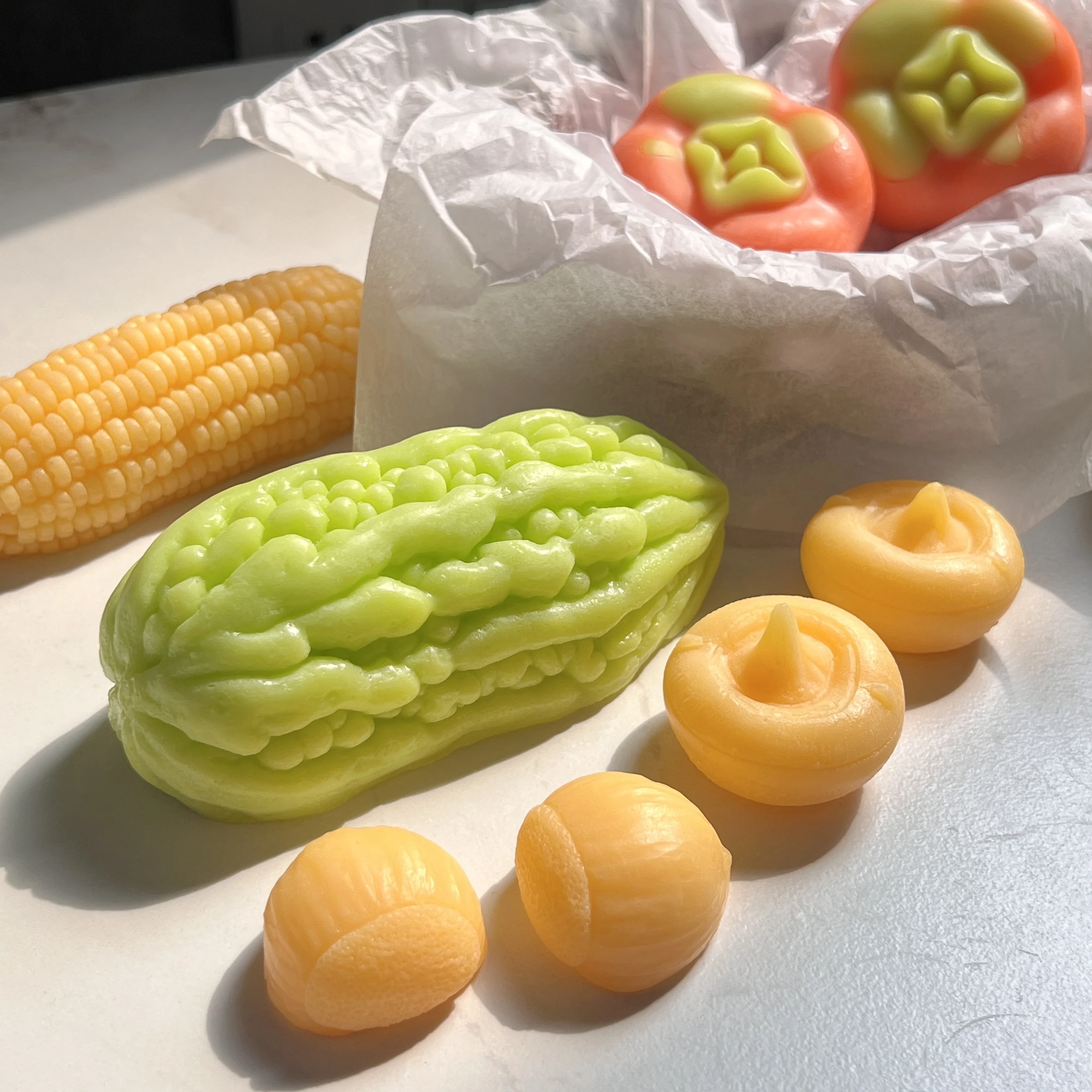 Private Label Natural Clean Rinse Organic Aloe Vera Handmade Bath Soap Bitter Gourd Shape Refreshing Pine Tar Bath Soap