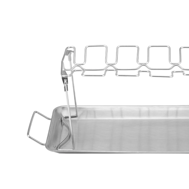 Oven Accessories Stainless Steel Chicken Leg & Wing Grill Rack With Metal Drip Tray Grill Chicken Wings Roaster