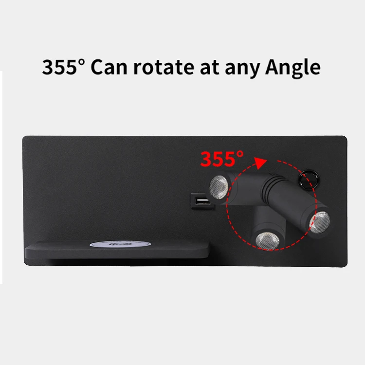 Bedroom wall lamp ON OFF switch wooden wall lamps wireless charger  USB port reading wall lamp