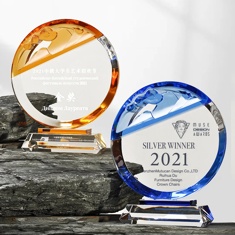 Jadevertu blue cloud award trophy for corporate gift  annual trophy trofeos Business gift