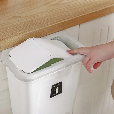 Push-top Trash Can Chef Hanging Automatic Return Lid Fruit Vegetable Pericarp Cabinet Cupboard Kitchen Garbage Storage Bucket