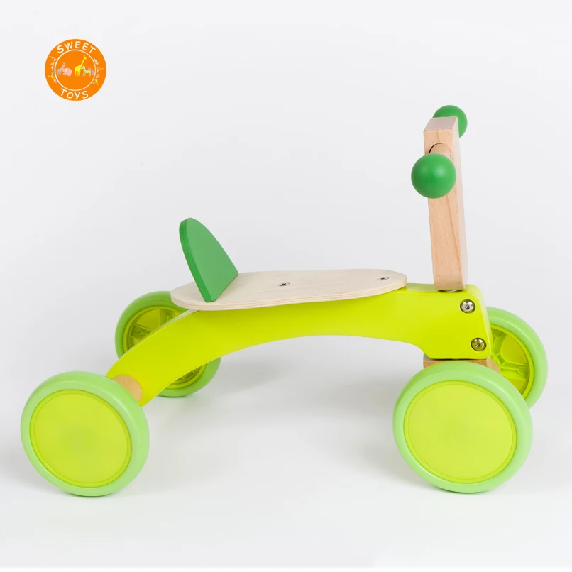 Green 4 wheels toddlers ride on car push balance bike for baby