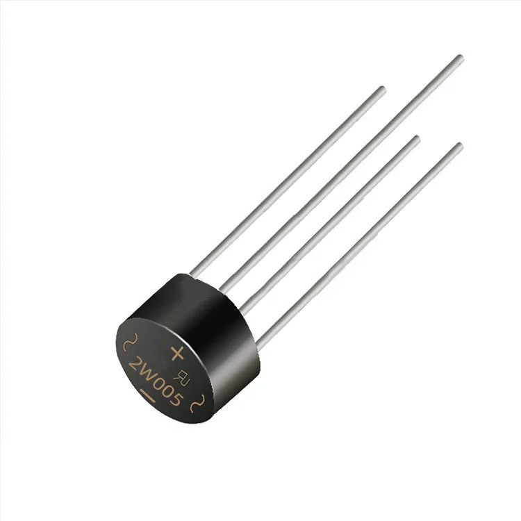 High quality diode 2W005 WOM package, straight plug rectifier round bridge stack, current 2A/2A 600V/50V rectifier diode