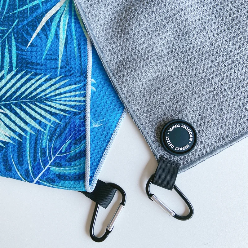 Custom Personalized Printed waffle Material Quick Drying Golf Towel Blank Printing Golf Towels with magnet