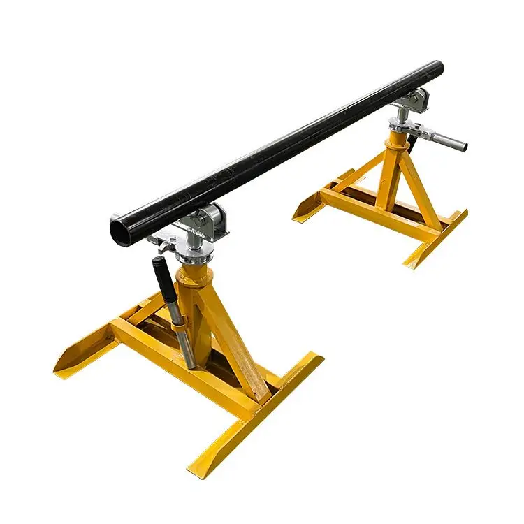 A unique reel stand ratchet type Reel Stand that will quickly set up and lift reels of wire safely and efficiently