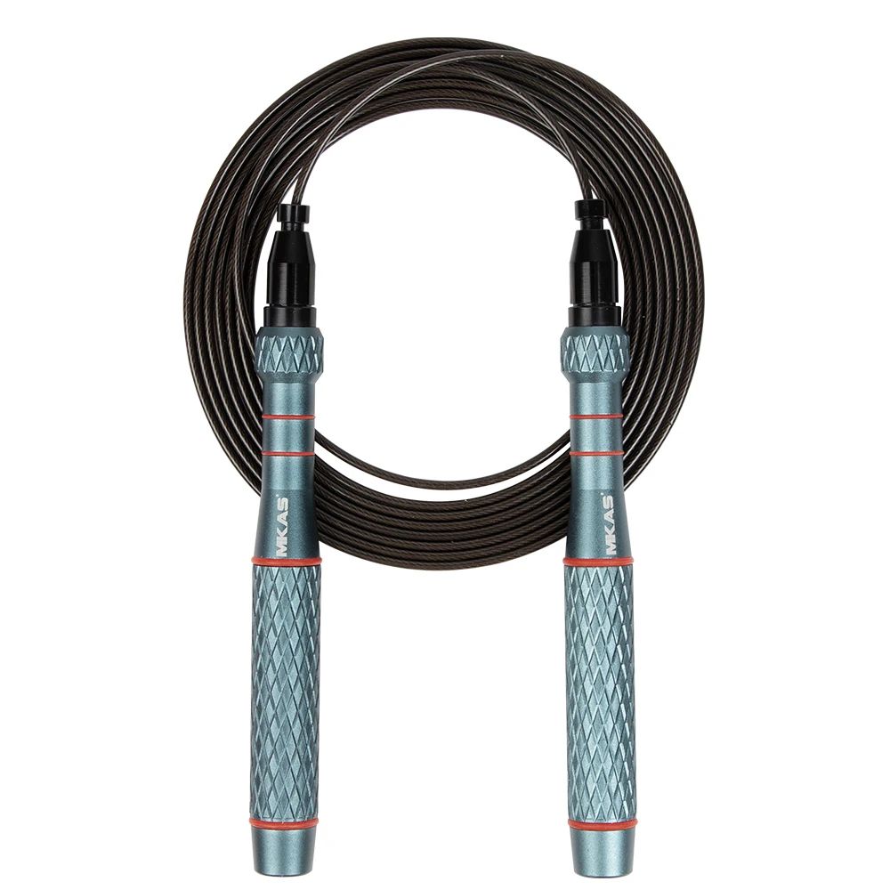 MKAS Adjustable Metal Jump Rope Workout for Fitness, Home Exercise & Slim Body Diamond Shaped Pattern Non-slip Jump Rope