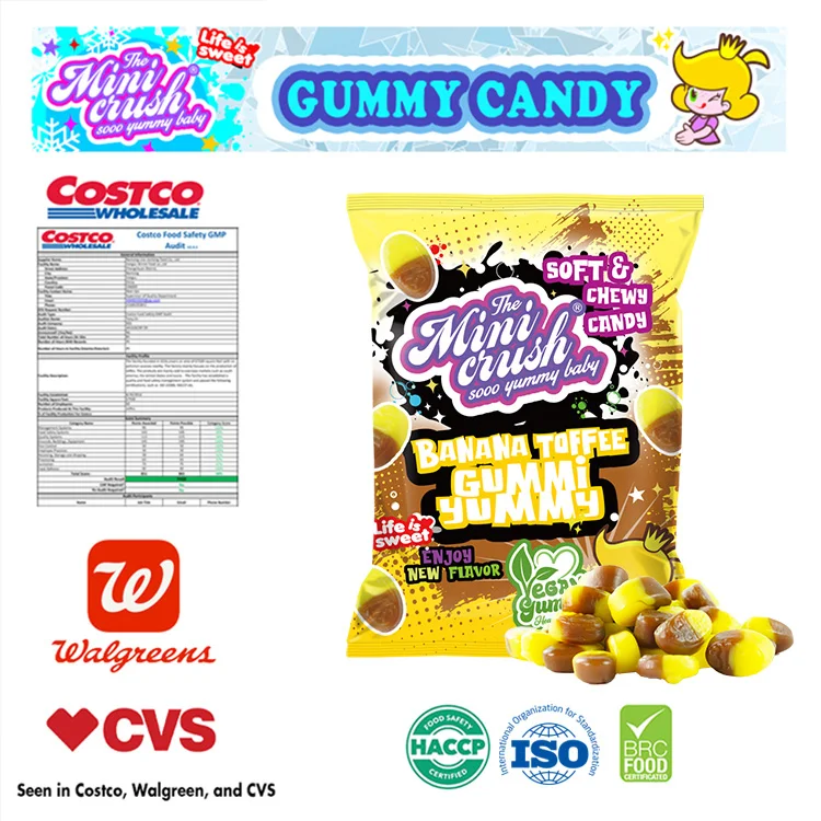 Customized Wholesale Vegan Swedish Candy Block-shaped Halal Gummy Banana Caramel Flavored Swedish Candy
