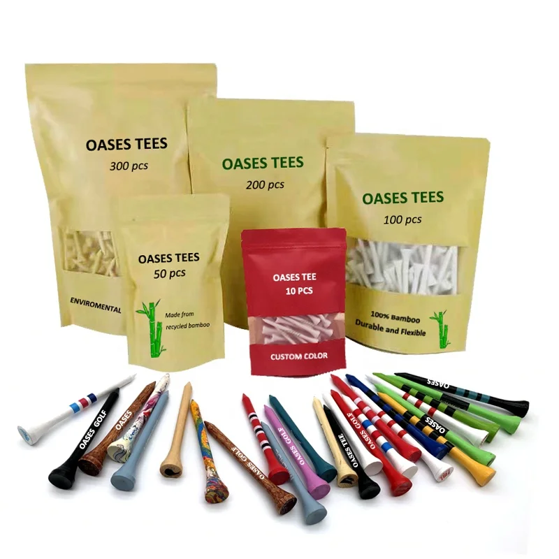 70mm 83mm Factory Direct Customized Printed Wooden Bamboo Golf Tees with Plastic Bag