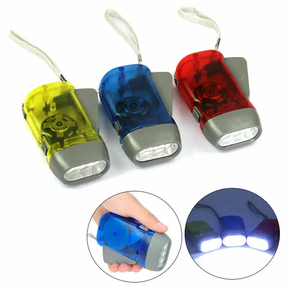 3 LED Hand Torch Light Hand Pressing Crank Power Wind Up Dynamo hand crank flashlight  Camping Pressing LED Flashlight