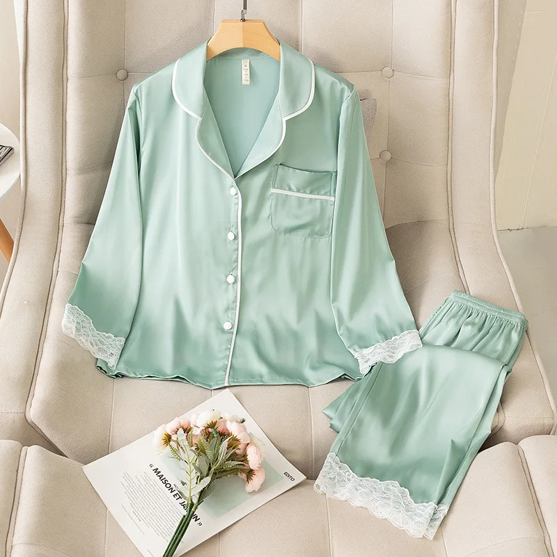 With Cheap Price Luxury Homewear Santin Korean Sleepwear Women Long Sexy Nightdress Pyjamas Women Sleepwear