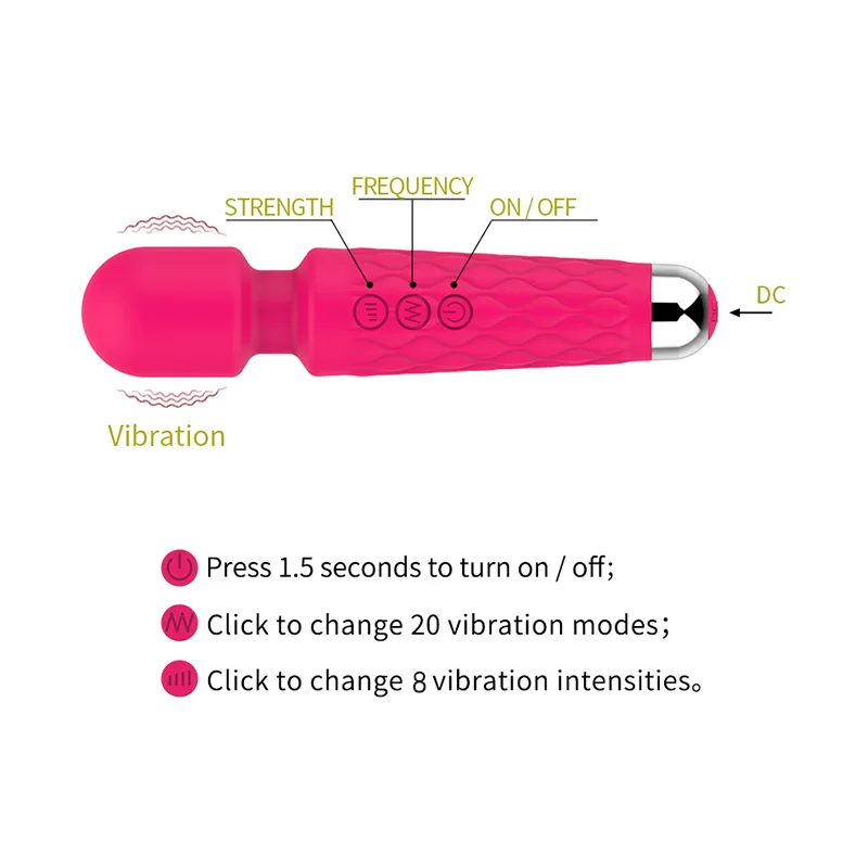20 Speed Handheld AV Massage Wand Sex Rechargeable Waterproof Vagina Vibrator Sex Toys Women