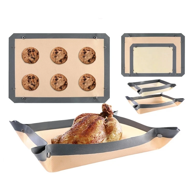 Fiber Baking Tray Mat Non-stick Silicone Oven Mat Roast Chicken Baking Mat