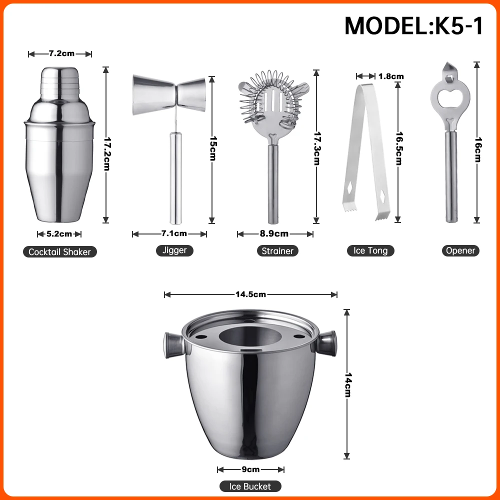 Creation Factory Direct Custom Various capacity Colour Logo 700ml Cocktail Shaker 1500ml Ice Bucket Stainless Steel Bar Products