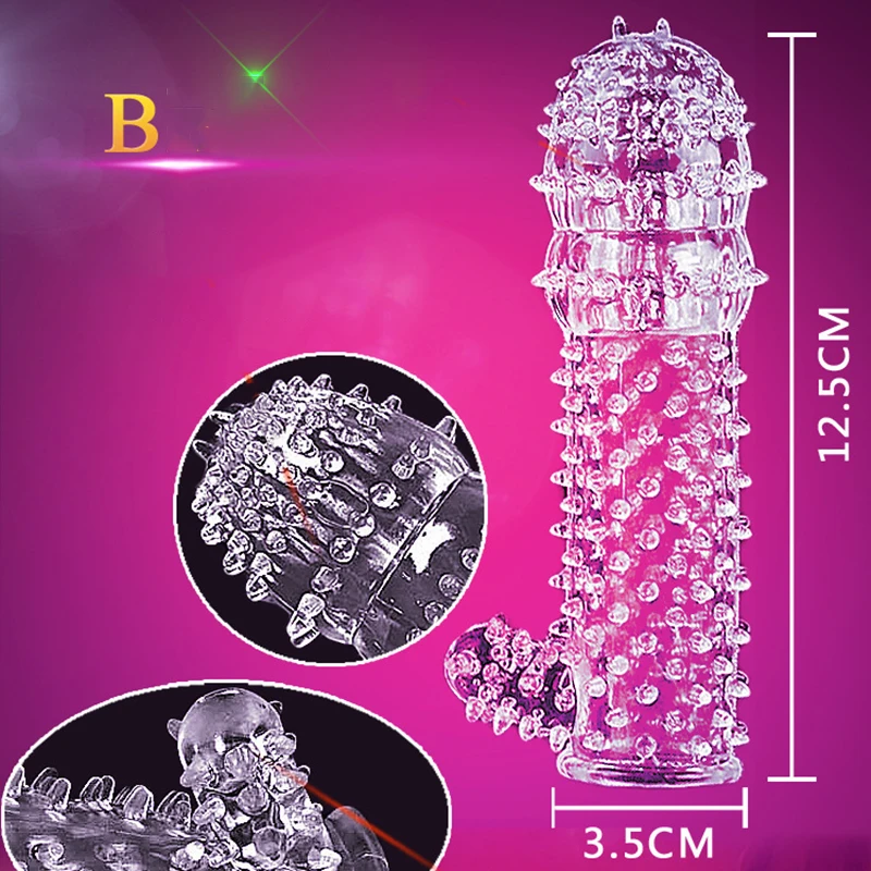 High Elasticity Reusable Penis Extender Sleeve Crystal Condom Delay Ejaculation Sex Toys For Men Intimate Goods
